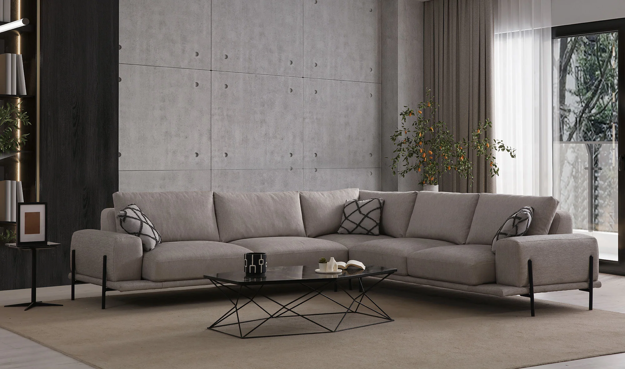 Merina Köşe Takımı - Medium - Siyah