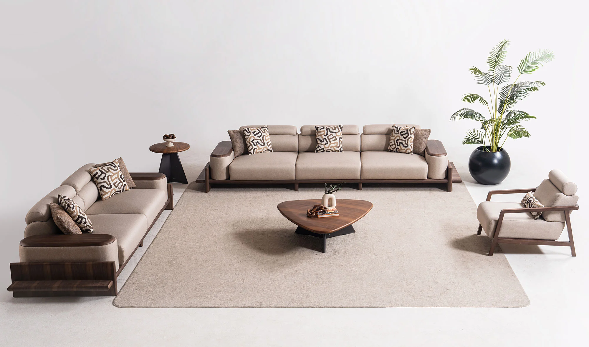 Alya Koltuk Takımı - Kahve - Ah?ap Kollu