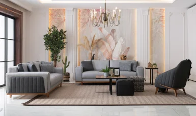 Aydos Sofa Set - Gray