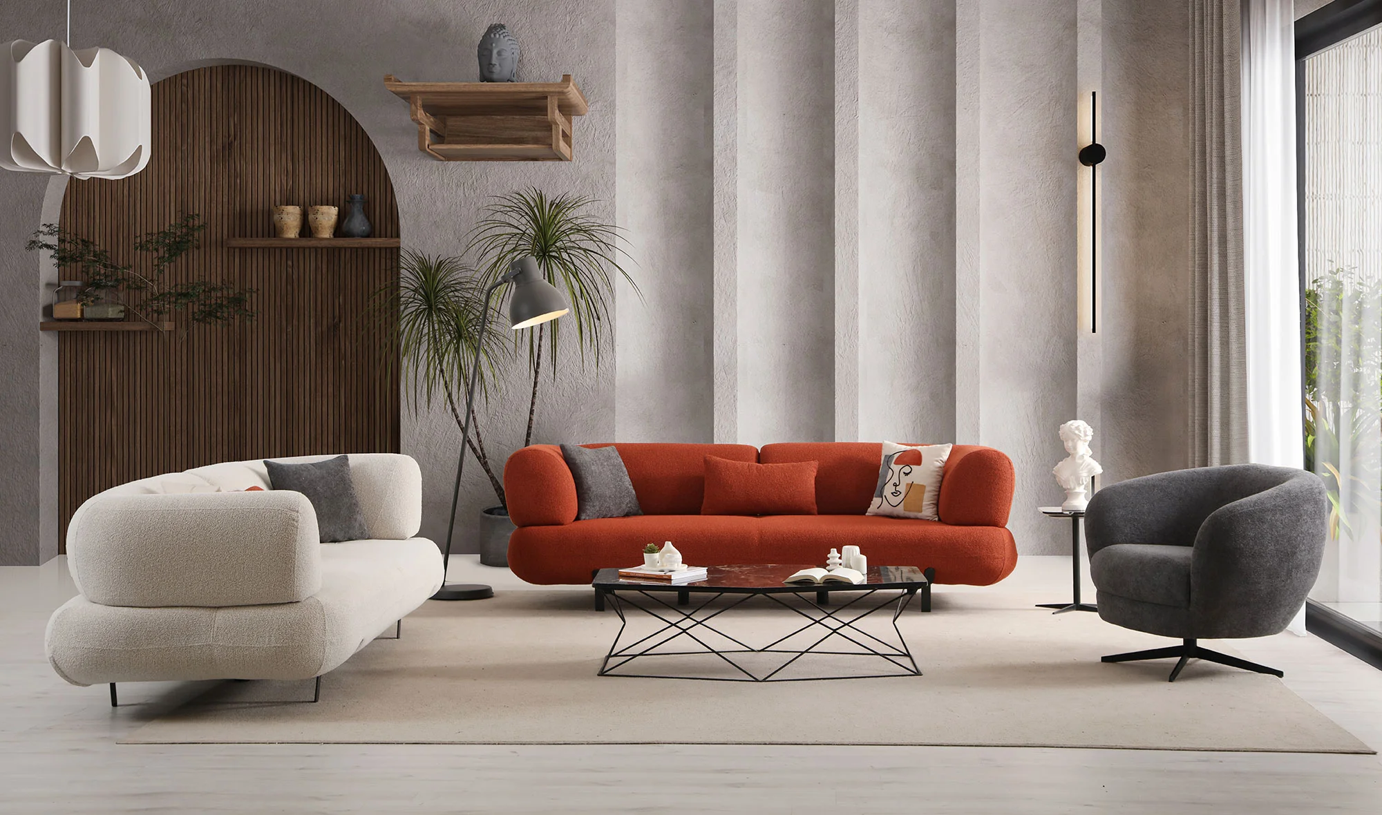 Brown Koltuk Takımı - Yatakl? - Metal Ayakl?