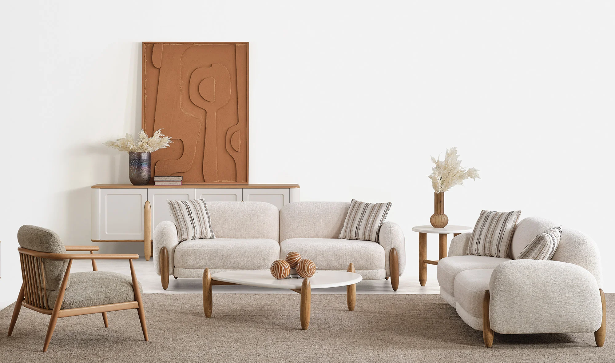 Buklet Koltuk Takımı - Ahşap Kollu