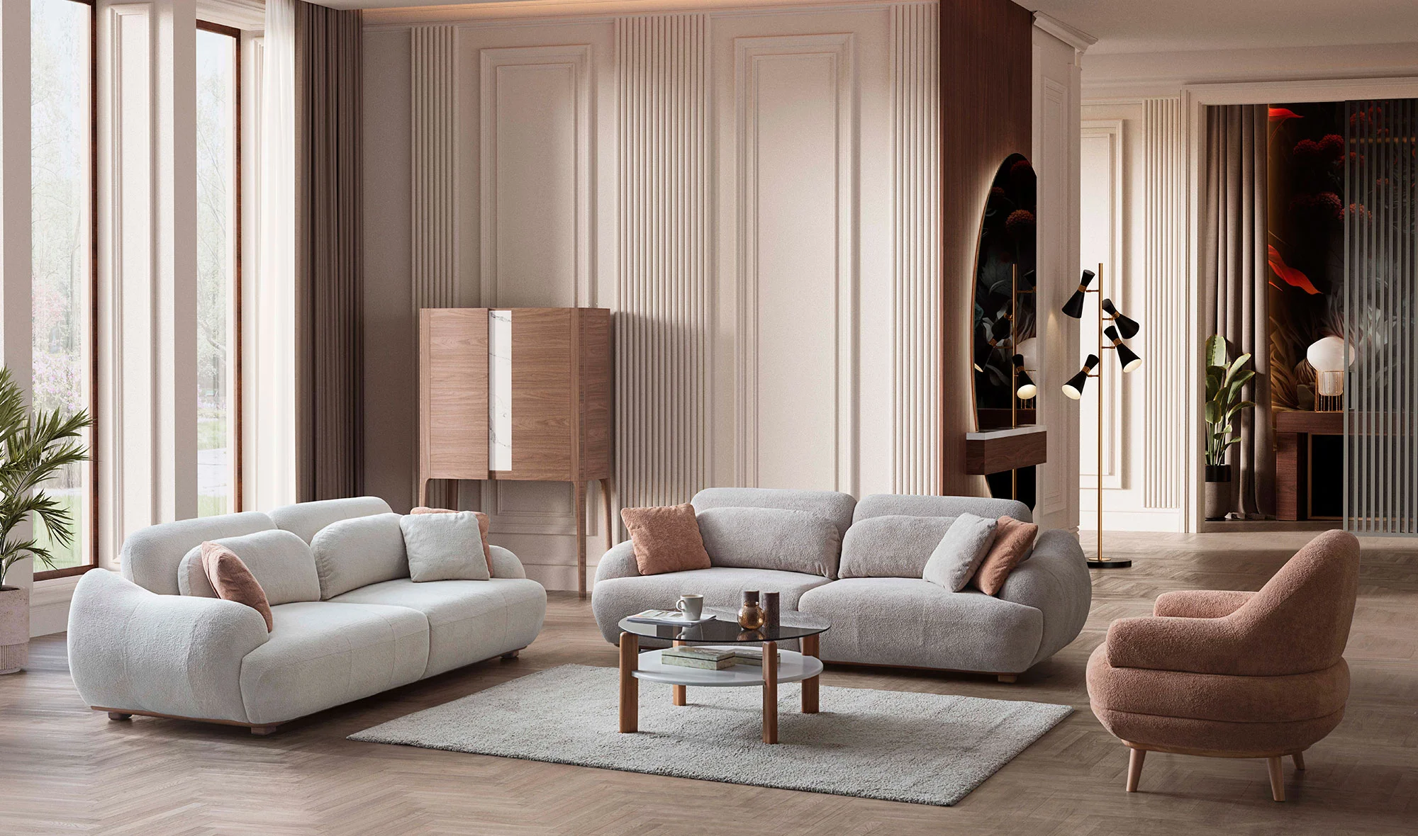 Gravis Koltuk Takımı - Gri - Krem