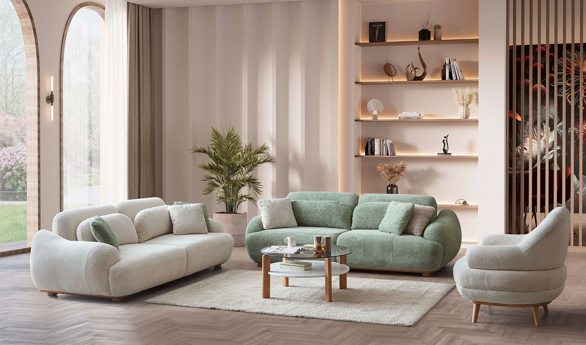 Gravis Koltuk Takımı - Ye?il - Krem