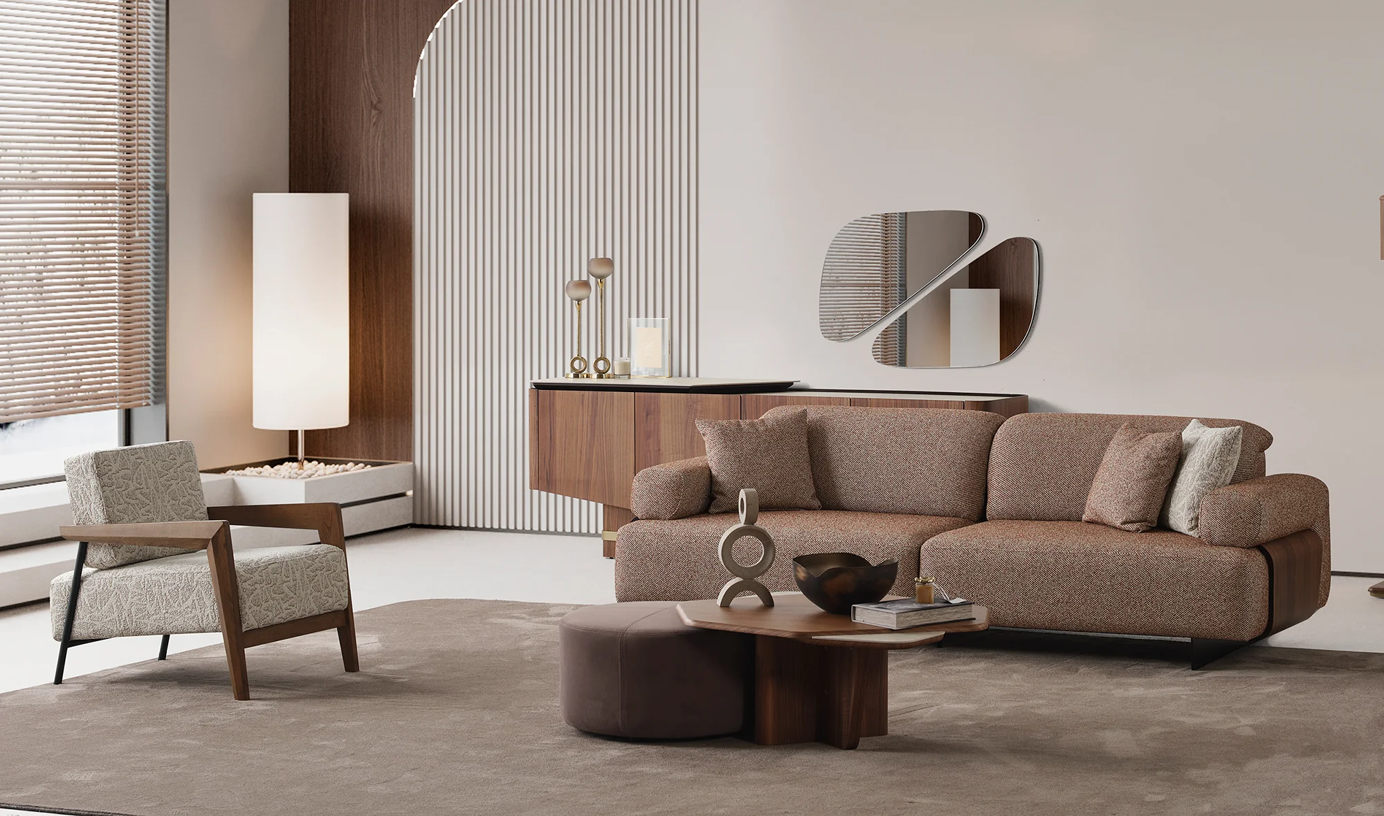 Latoya Koltuk Takımı - Ah?ap Kollu - Ceviz