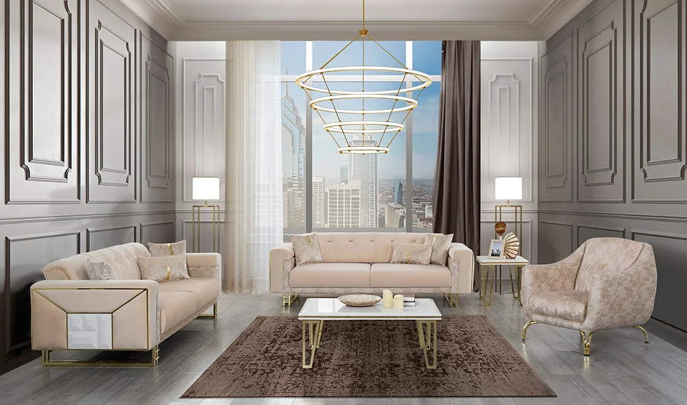 Nehir Krem Salon Takımı