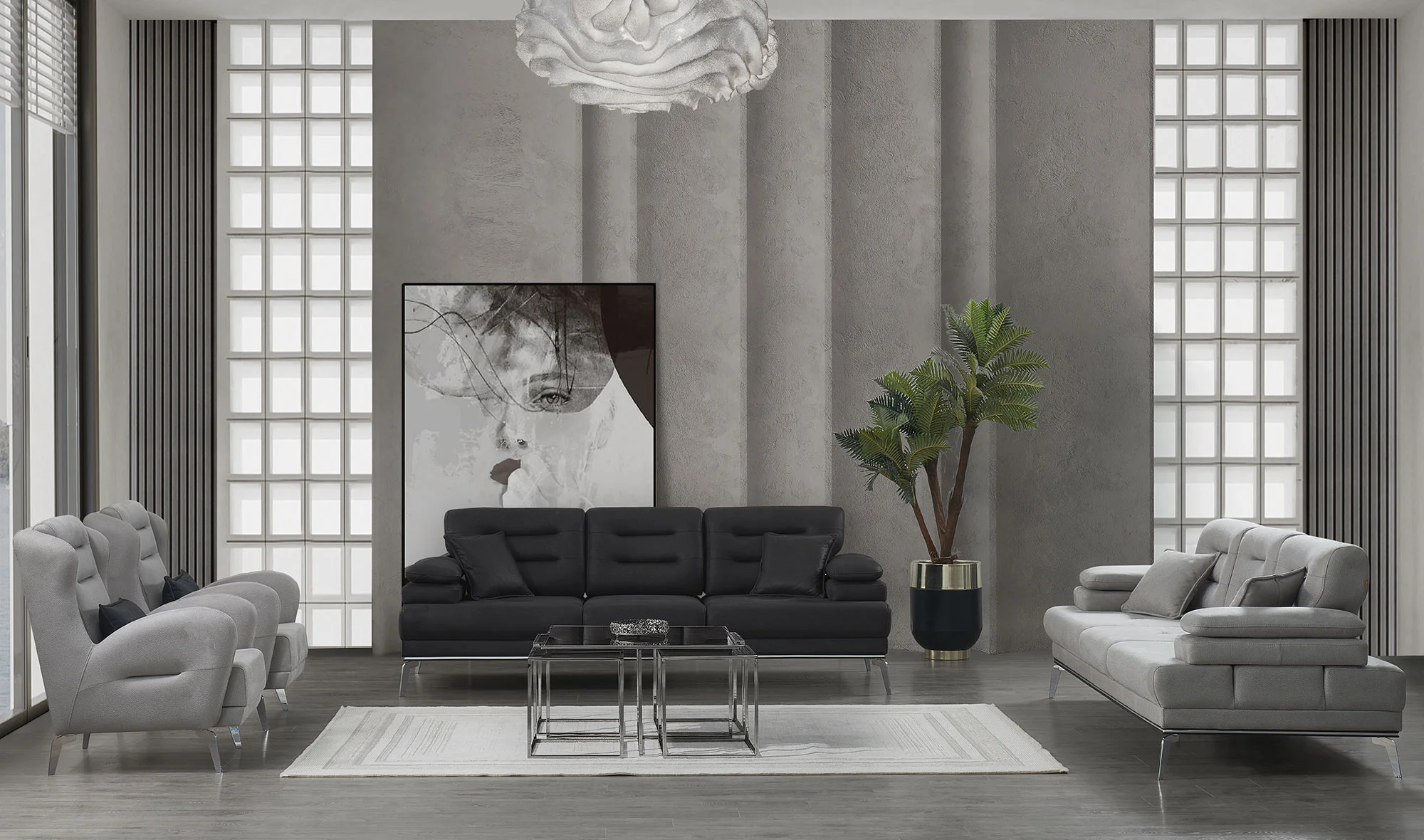 Vienay Siyah - Gri Koltuk Takımı