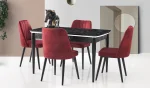 Siyah Masa + 4 Adet Bordo Sandalye