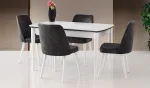 Beyaz Masa + 4 Adet Gri Sandalye