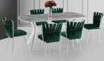 Beyaz Masa + 6 Adet Yeşil Sandalye