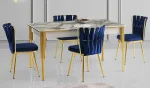 Beyaz Masa + 4 Adet Lacivert Sandalye