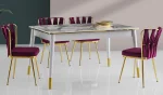 Beyaz Masa + 6 Adet Mürdüm Sandalye