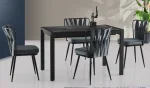 Siyah Mermer Desen Masa + 4 Adet Antrasit Sandalye