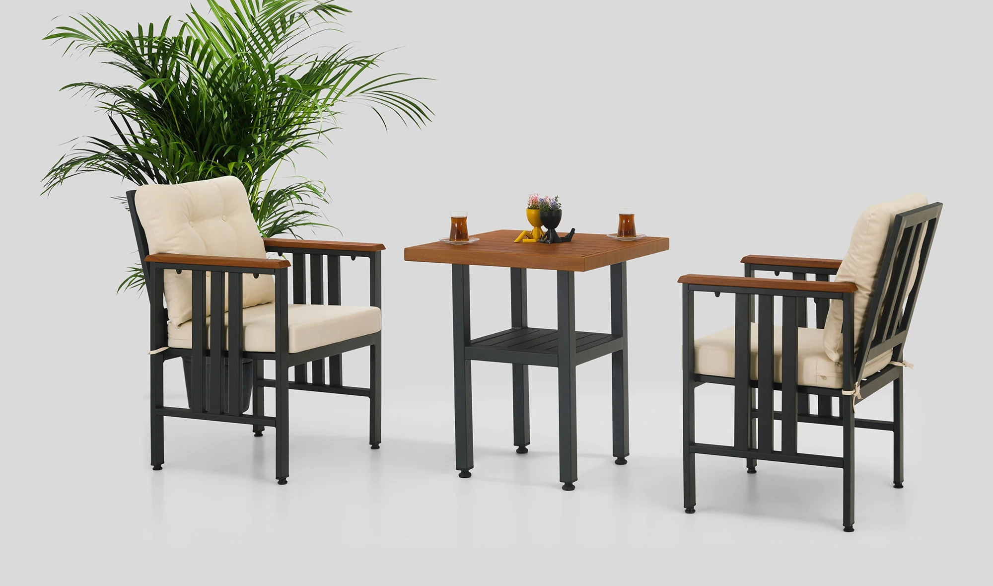 Alexis Balkon - Bahçe Çay Seti - Krem