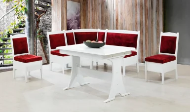 Hicran Kitchen Corner Set White - Burgundy