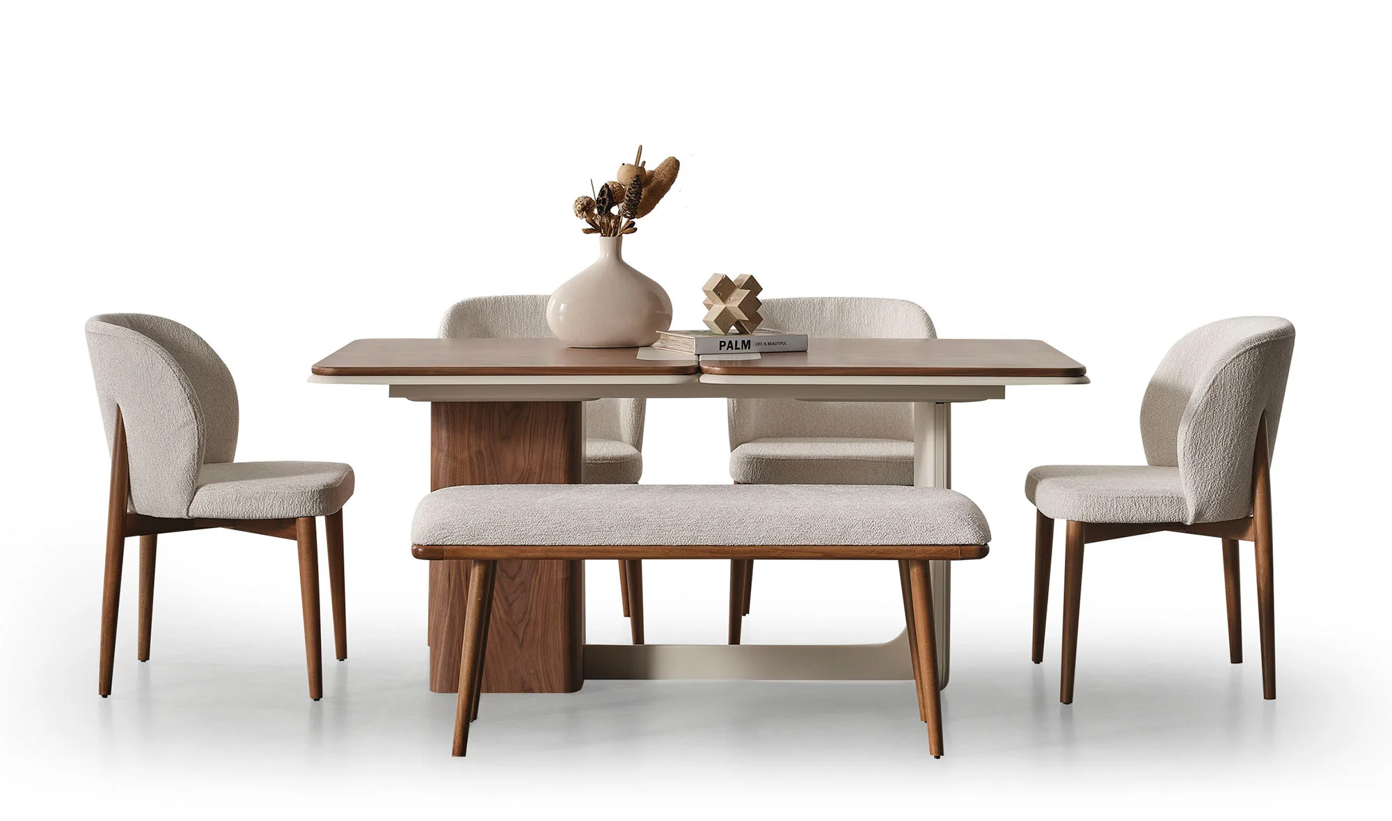 Jacob Yemek Masas? Takımı - Krem Ceviz