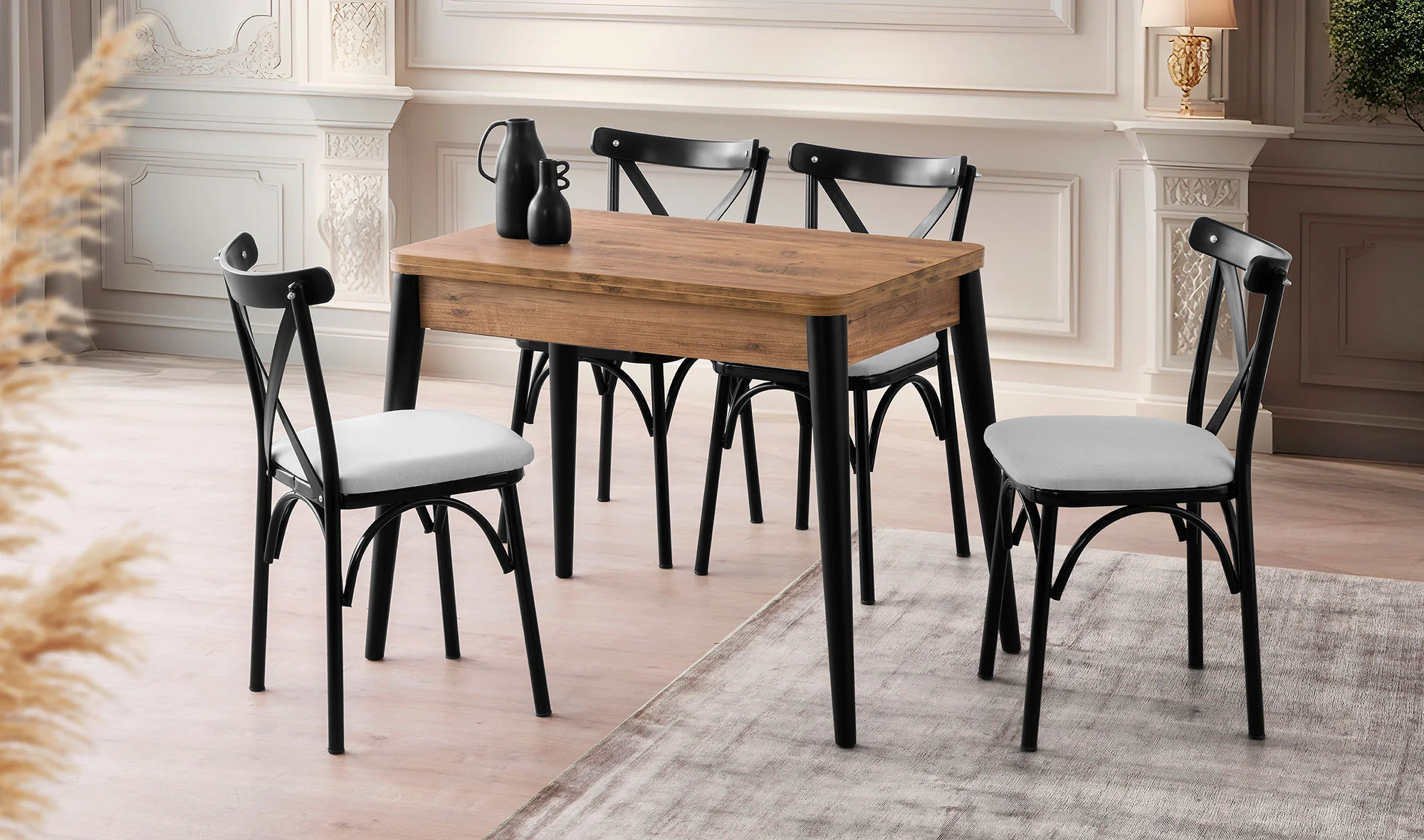 Linen Yemek Masas? Takımı - Ceviz