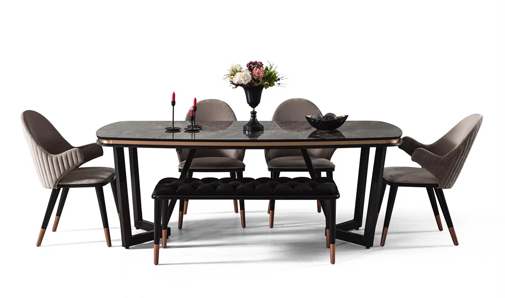 Mood Siyah Bronz Yemek Masası Takımı