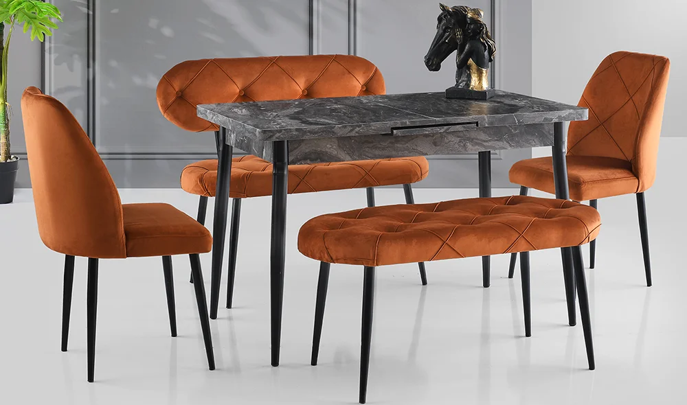 Turuncu Kapitoneli Yemek Masas? Takımı