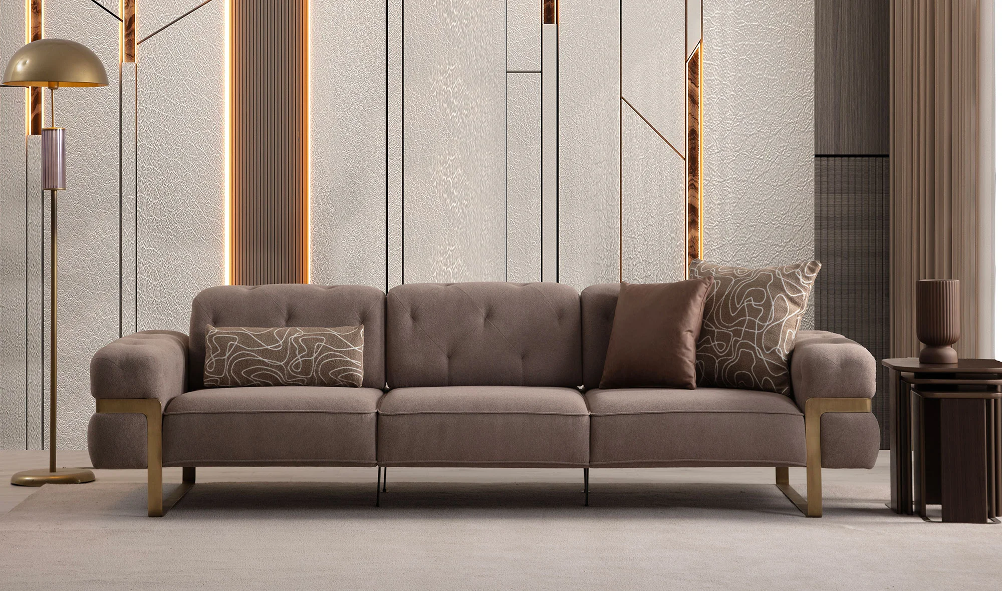 Almoda Dörtlü Kanepe - Kahve