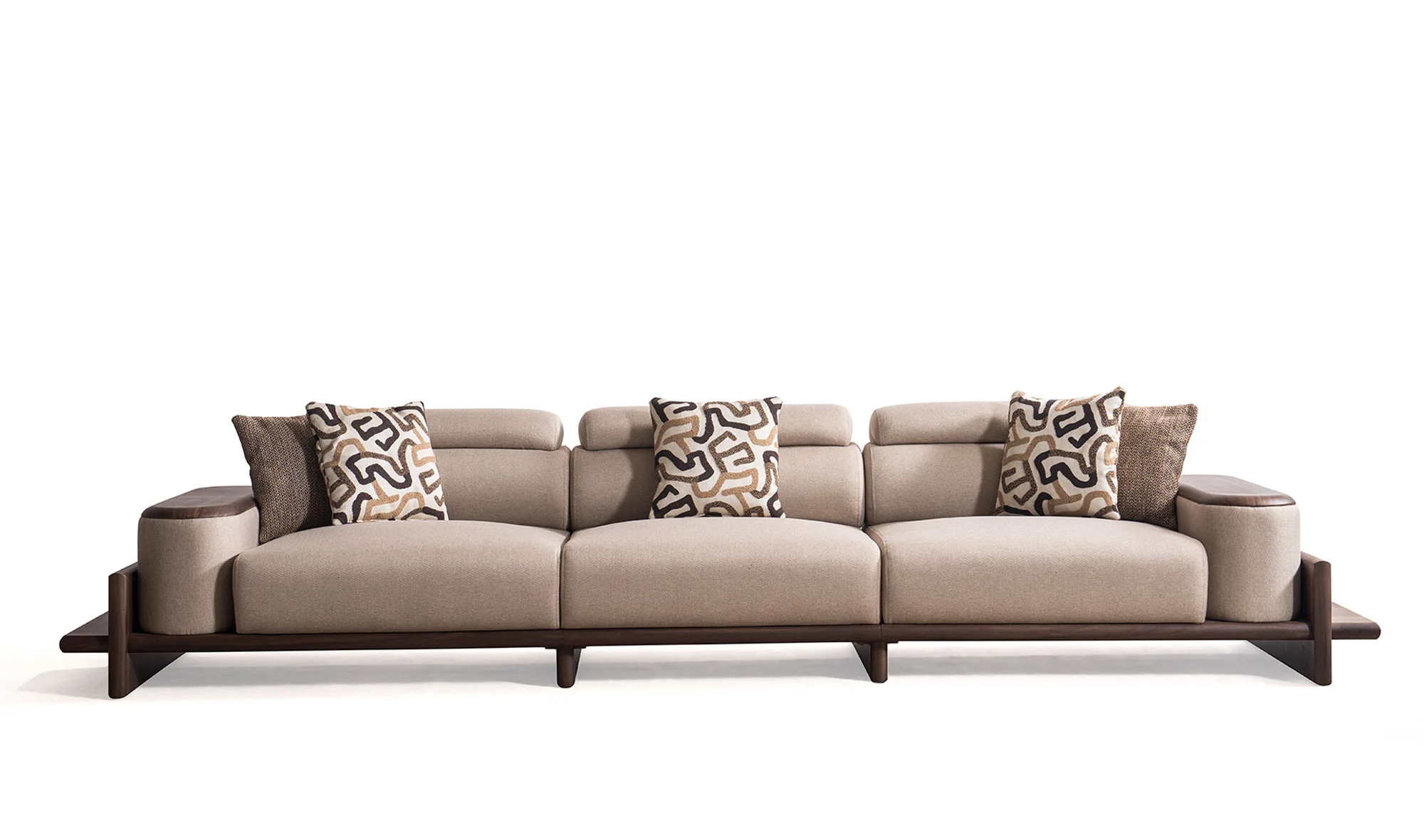 Alya Beşli Kanepe - Ah?ap Kollu - Kahve