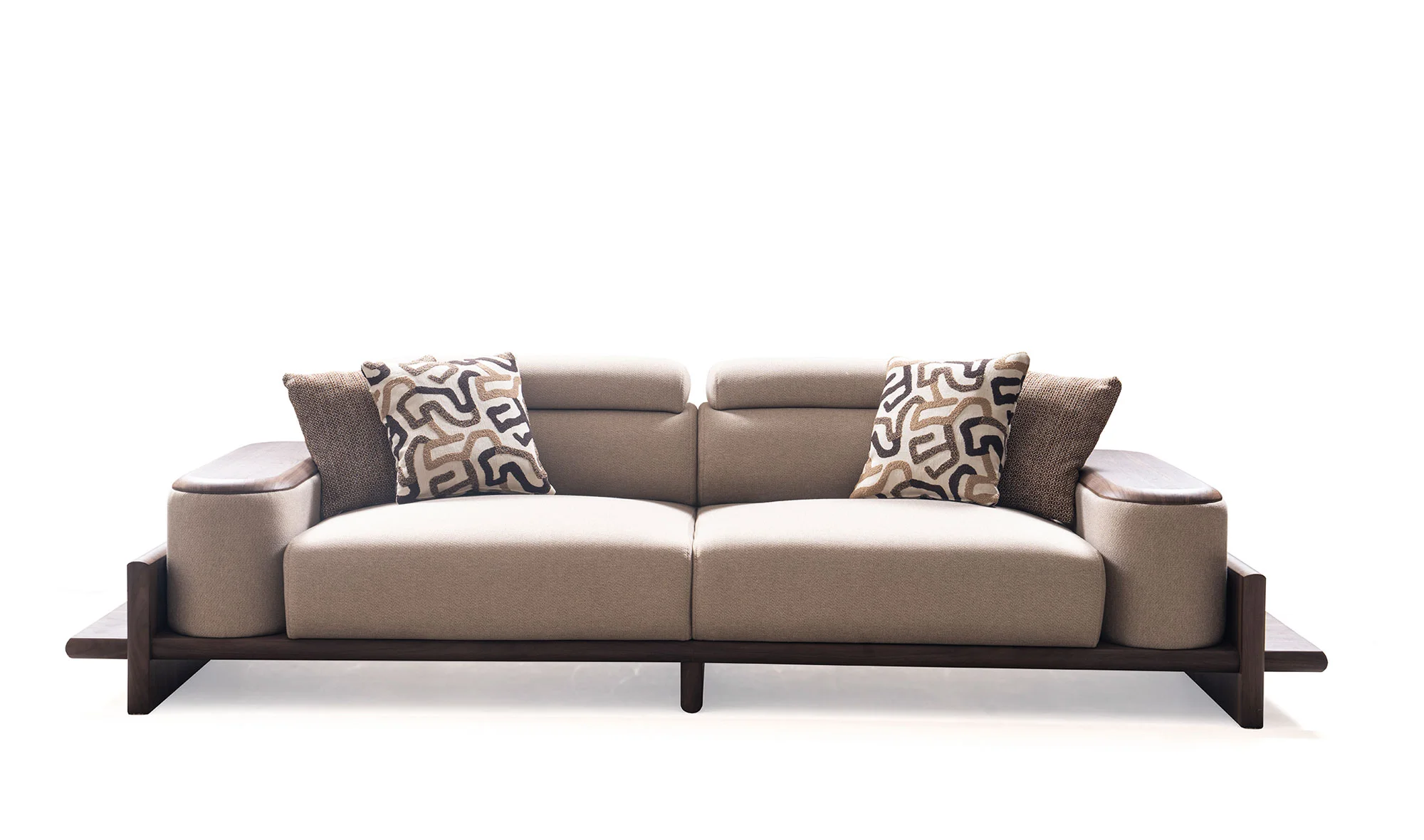 Alya Üçlü Kanepe - Ah?ap Kollu - Kahve