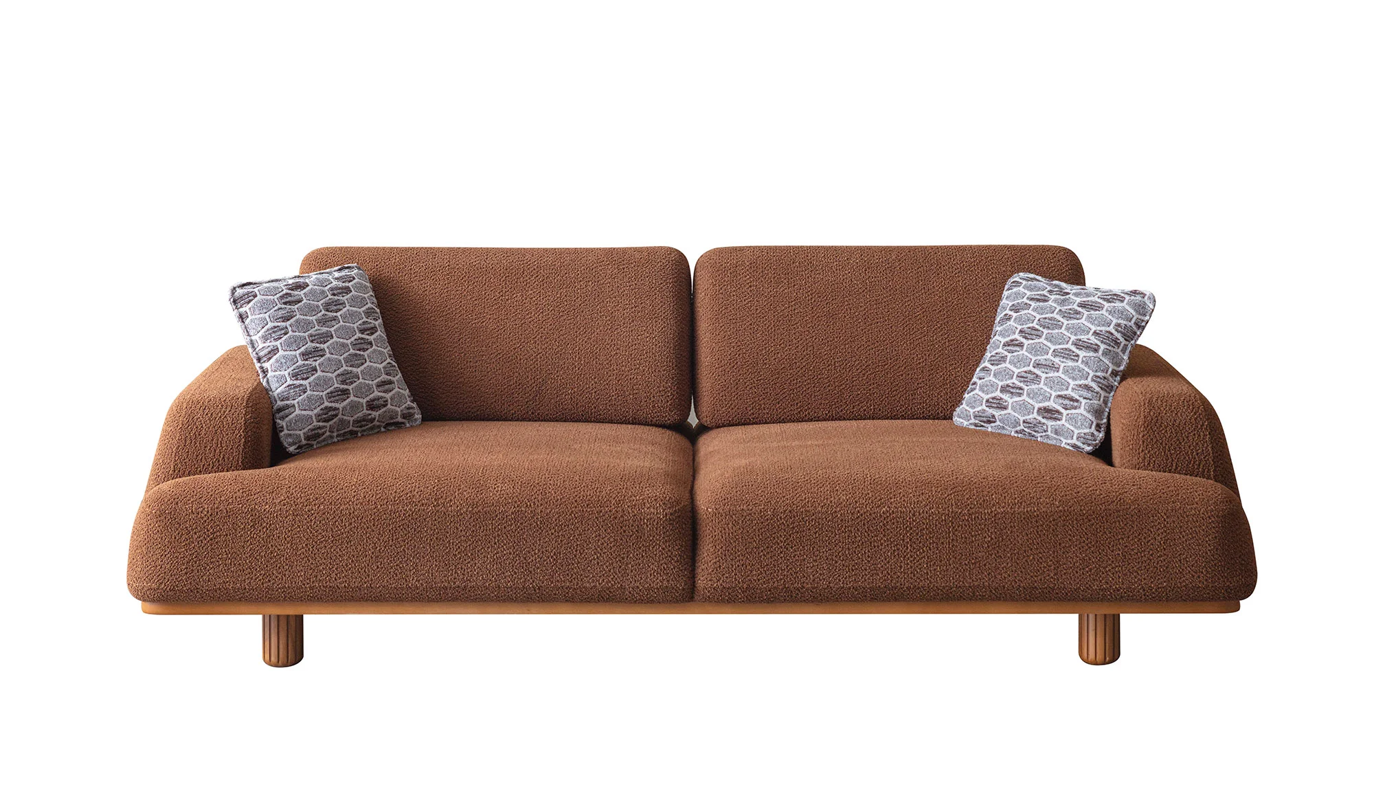 Linz Kanepe - Turuncu - Krem