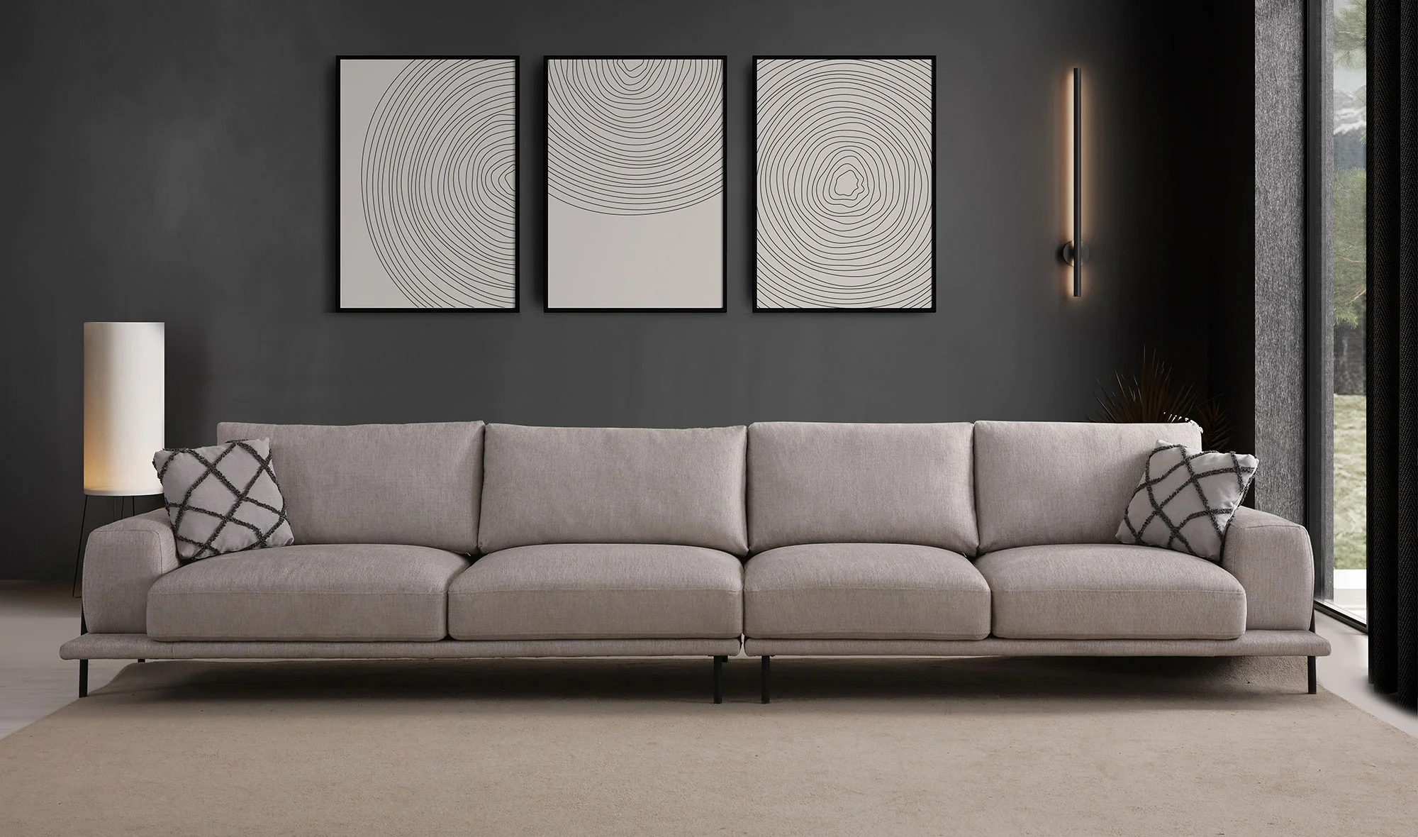 Merina Dörtlü Kanepe - Siyah