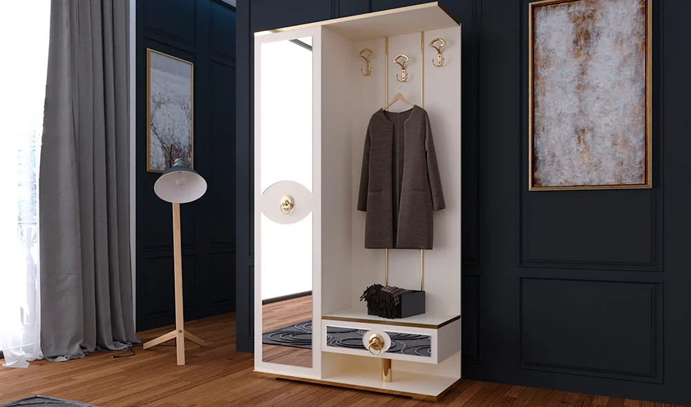 Kamer Krem Tek Kapak Portmanto