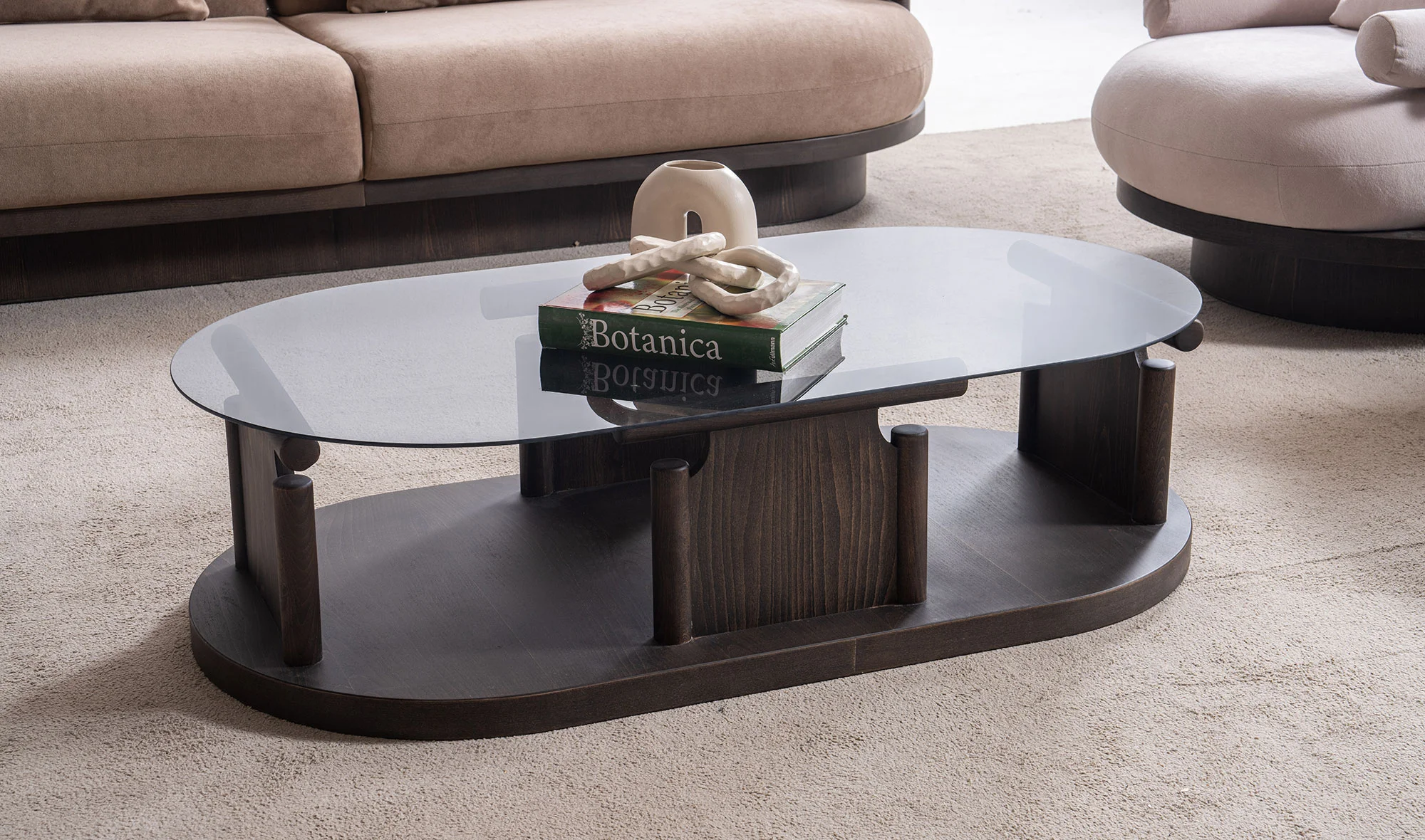 Bitez Orta Sehpa - Elips - Koyu Ceviz