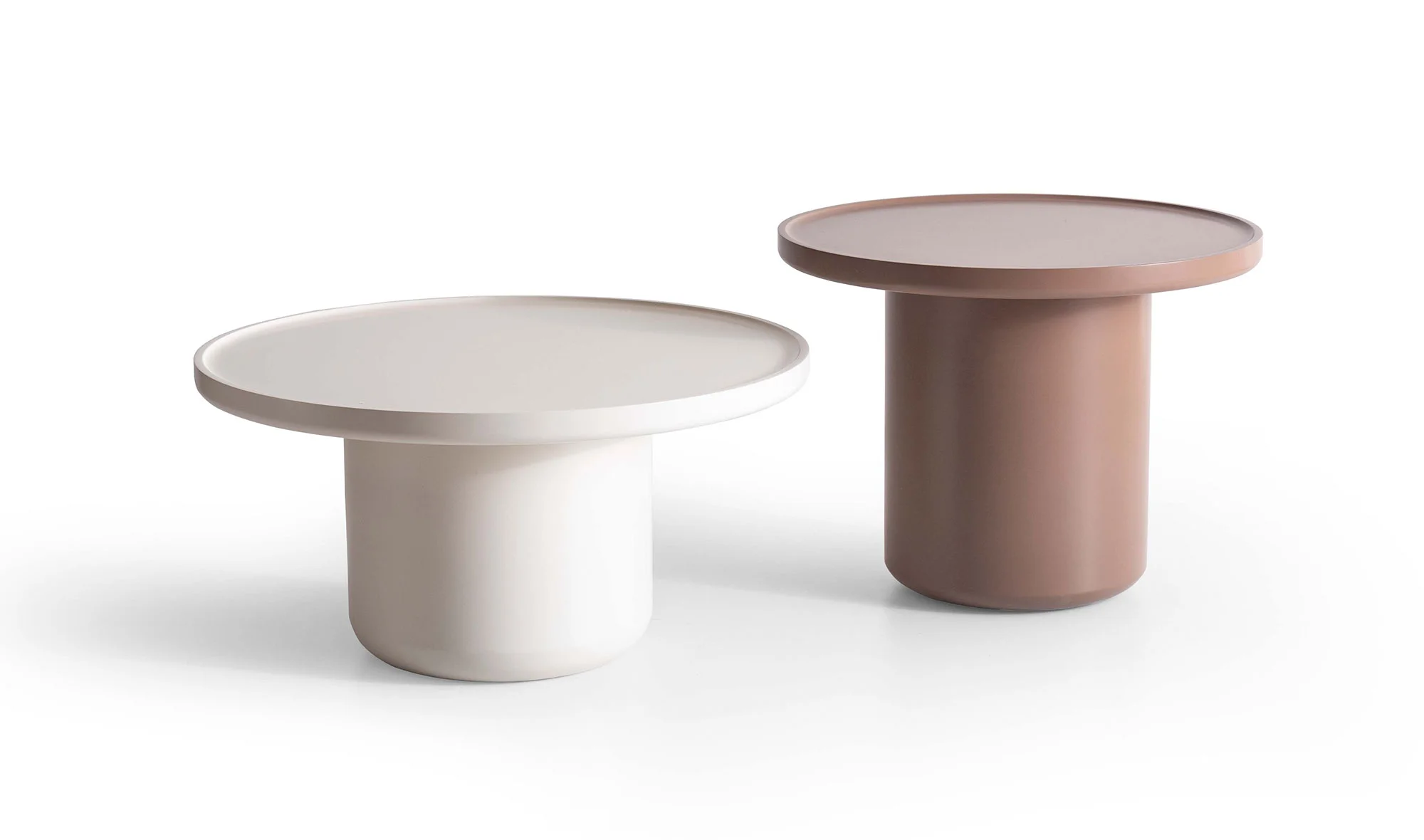 Emily Sehpa Seti - Yuvarlak - Krem