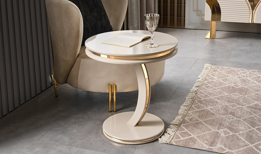 Hessen Yan Sehpa - Krem