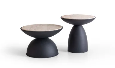 Joy Sehpa Seti - Siyah - Traverten