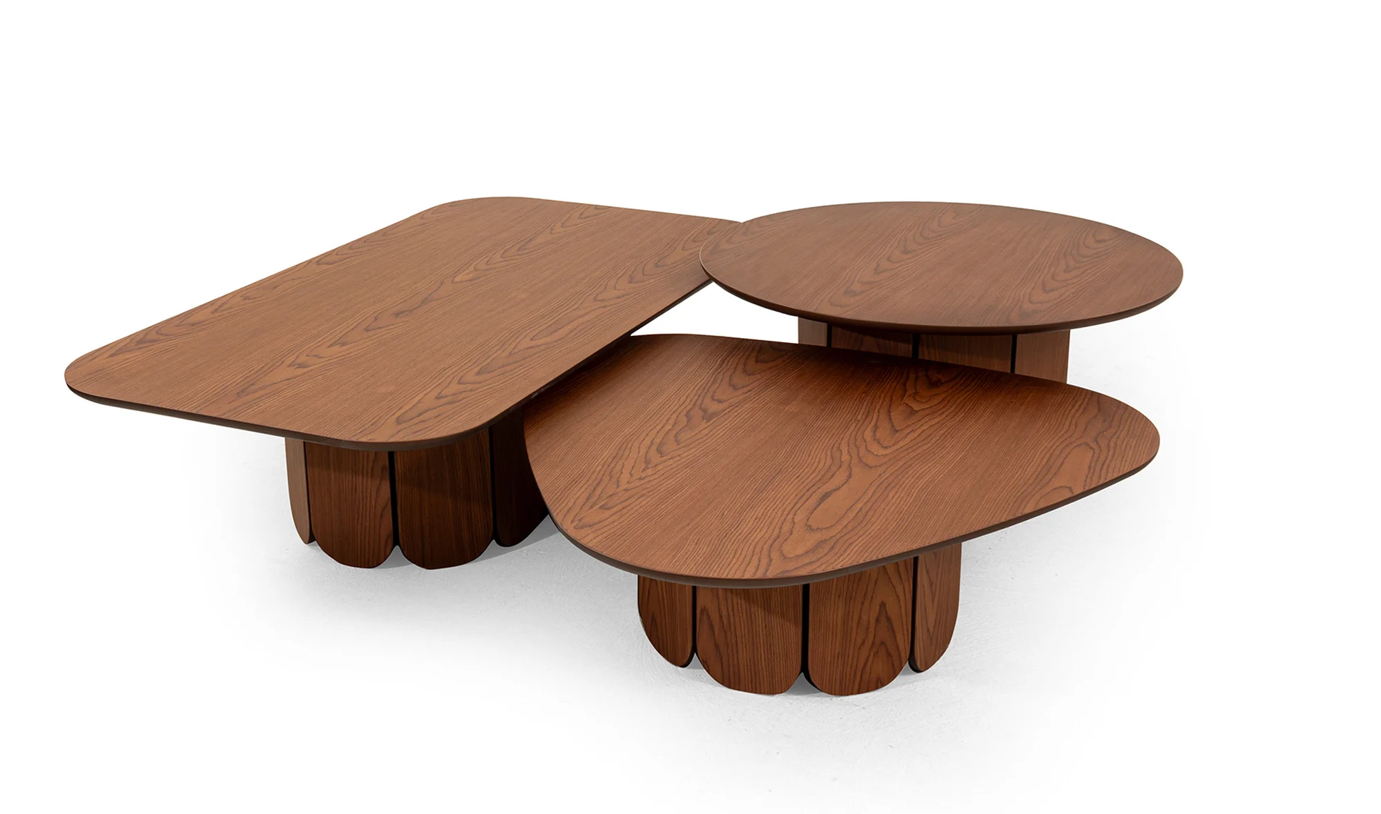 Mandala Ceviz Sehpa Seti - Geometrik