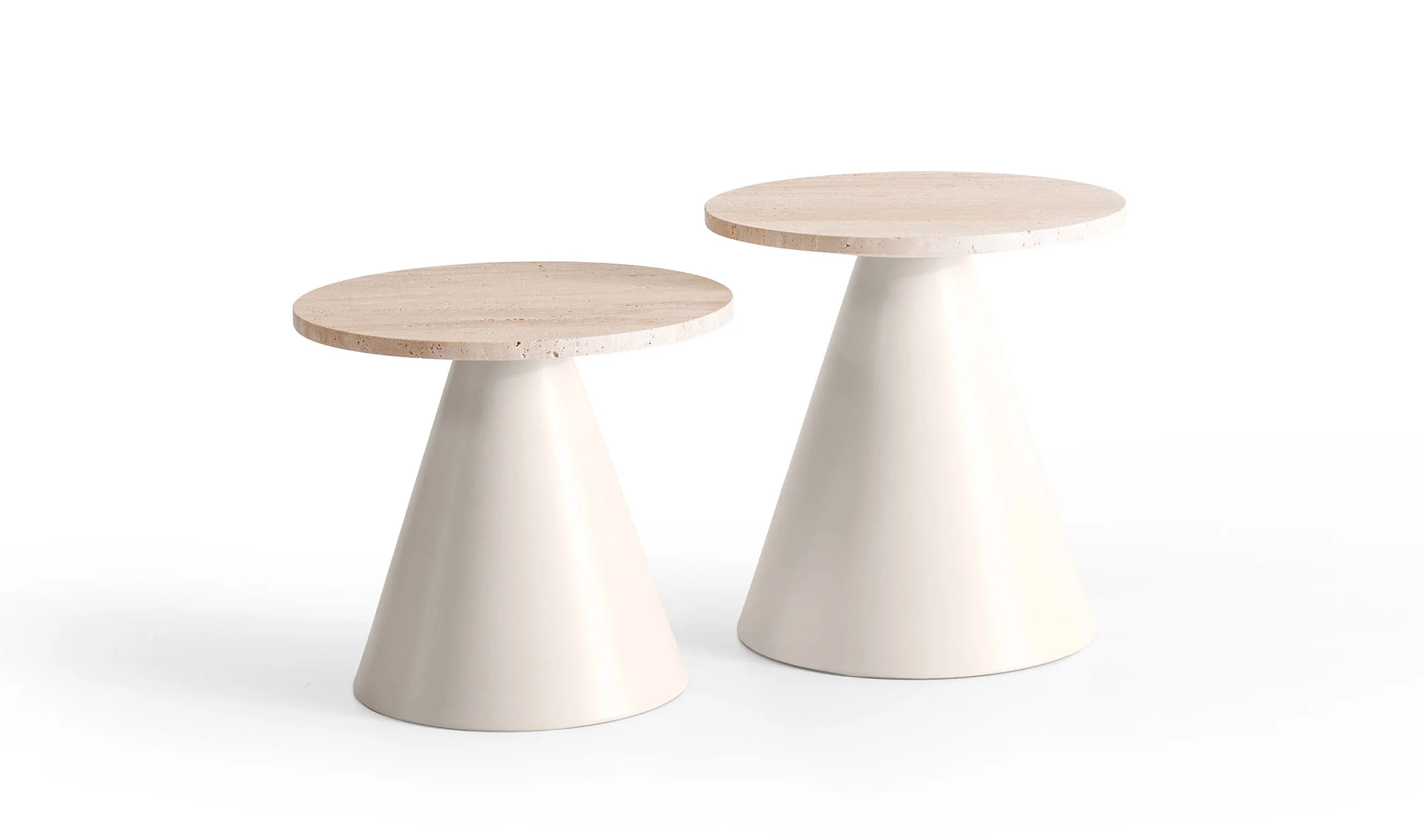 Thor İkili Sehpa Seti - Traverten Mermer