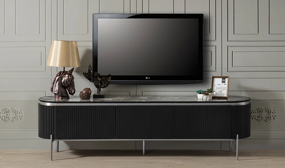 Mood Siyah Gümüş Tv Sehpası