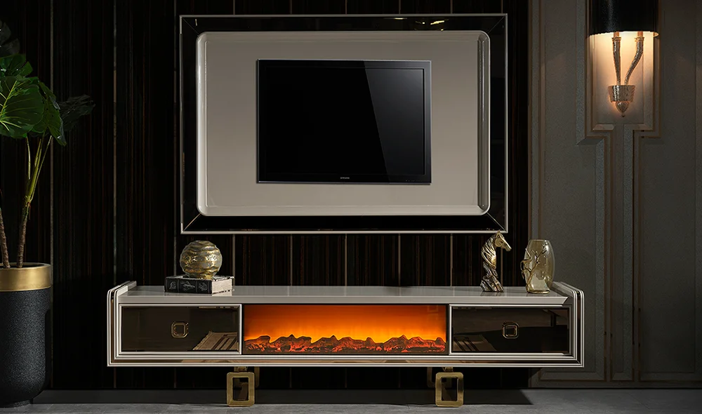 Tiana Tv Ünitesi - Gold - ?ömineli