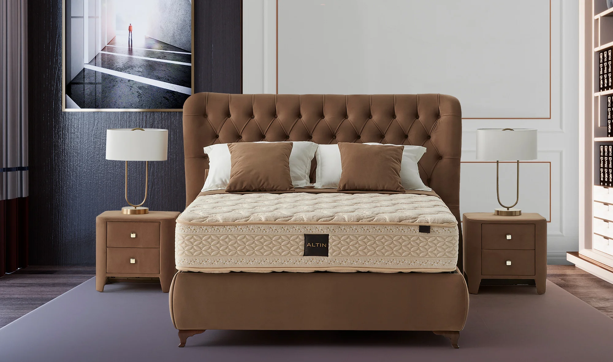 Alt?n Olivia Baza + Başlık + Yatak