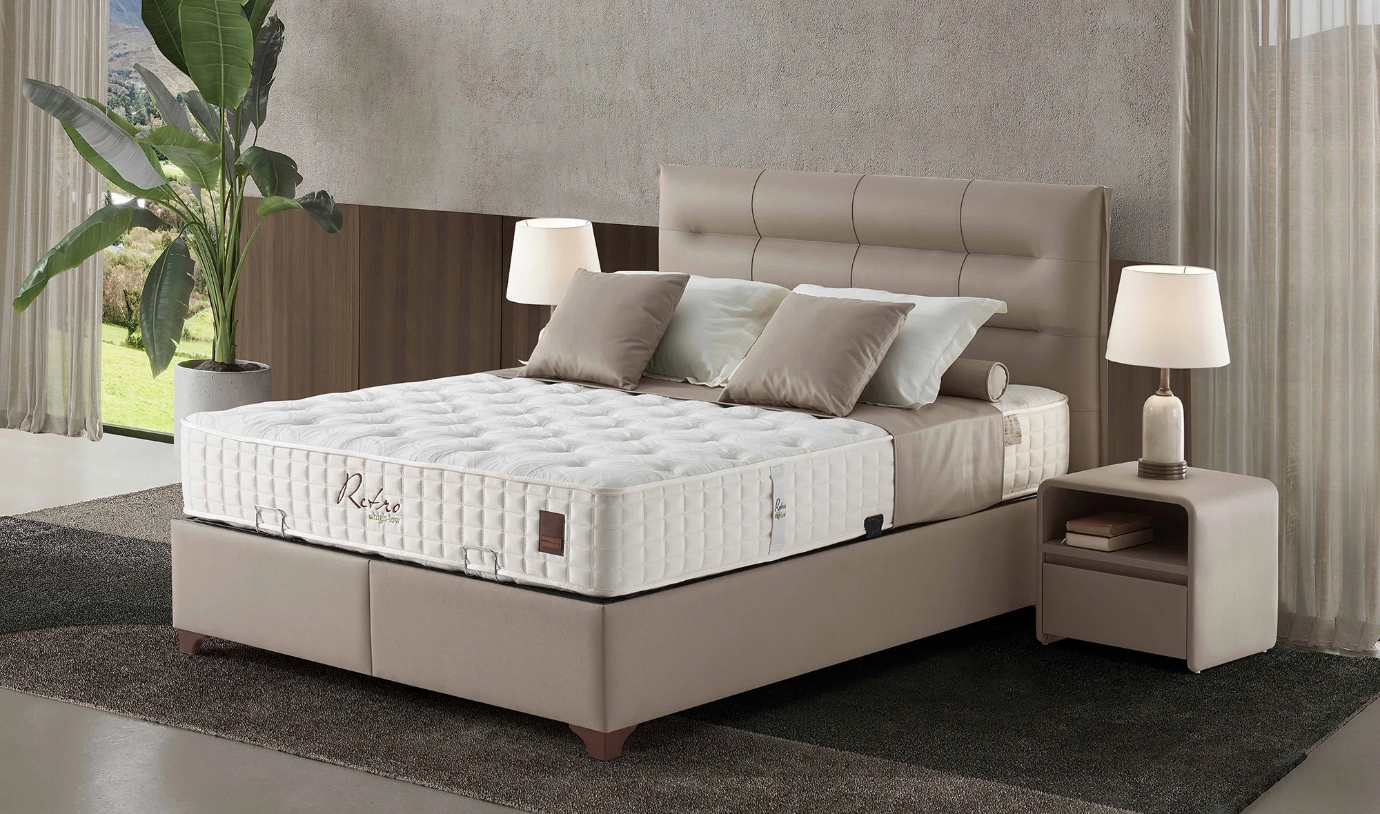 Retro Naturel Baza + Başlık + Yatak