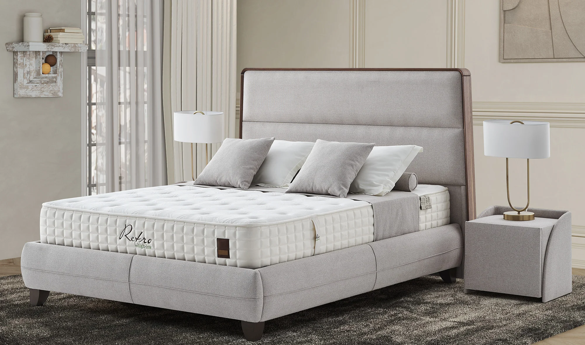 Retro Olimpos Baza + Başlık + Yatak