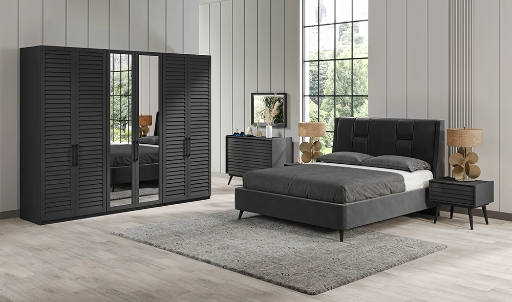 Çizgi Yatak Odası - Antrasit