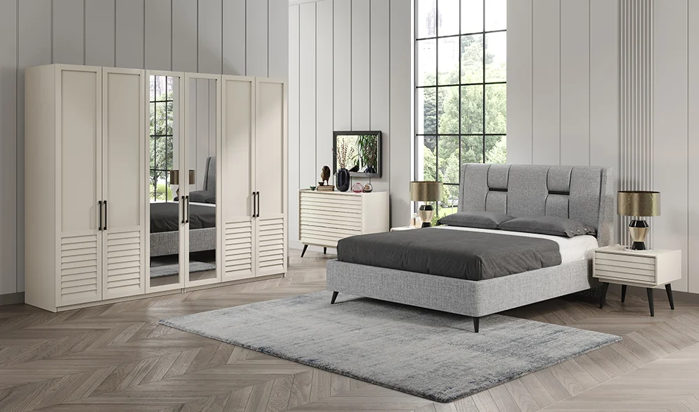 Çizgi Yatak Odası - Ekru