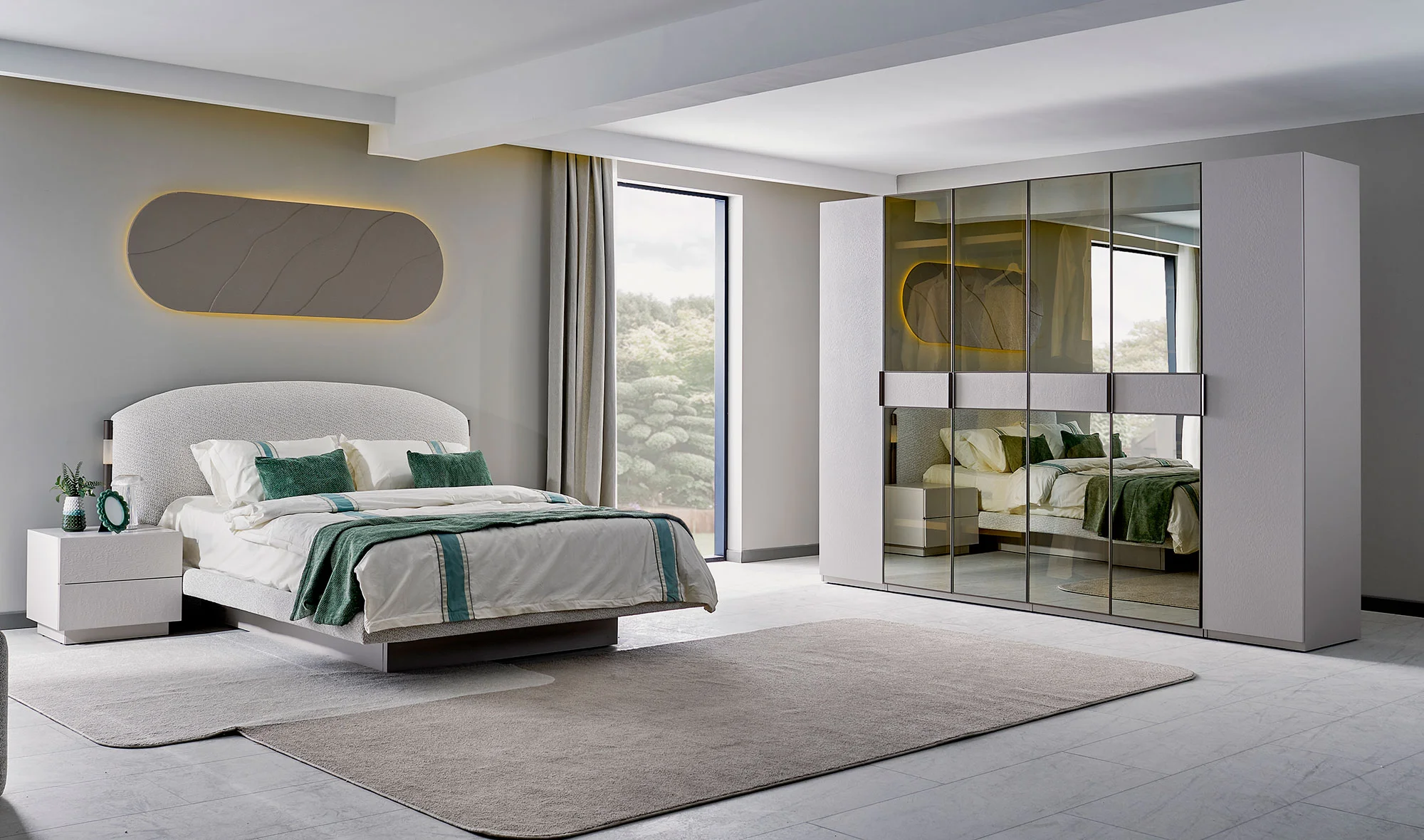 Lenova Bazalı Yatak Odası - 6 Kapılı