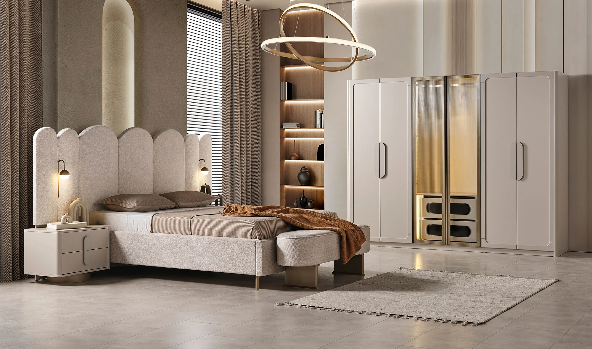 Listra Bazalı Yatak Odası - 6 Kapaklı