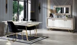 Konsol + Açılı yemek masası + 6 sandalye