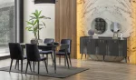 Konsol + Açılı yemek masası + 6 sandalye