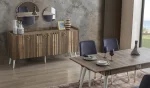 Konsol + Açılı yemek masası + 6 sandalye