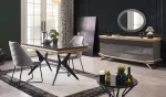 Konsol + Açılı yemek masası + 6 sandalye