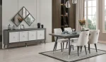 Konsol + Açılı yemek masası + 6 sandalye