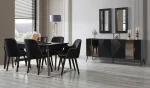 Konsol + Açılı yemek masası + 6 sandalye