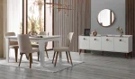 Konsol + Açılı yemek masası + 6 sandalye